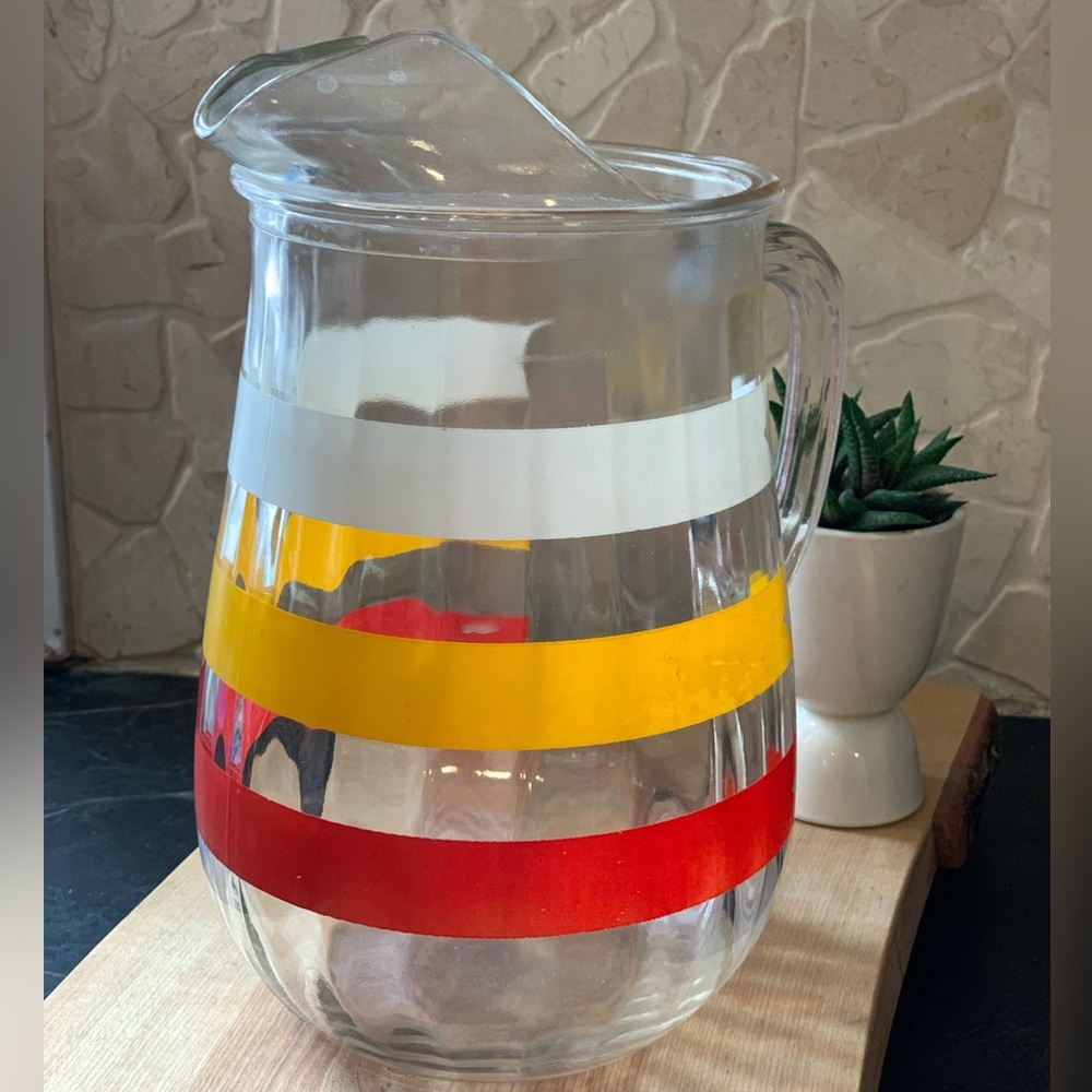 VINTAGE | 1950’s Striped Glass Pitcher